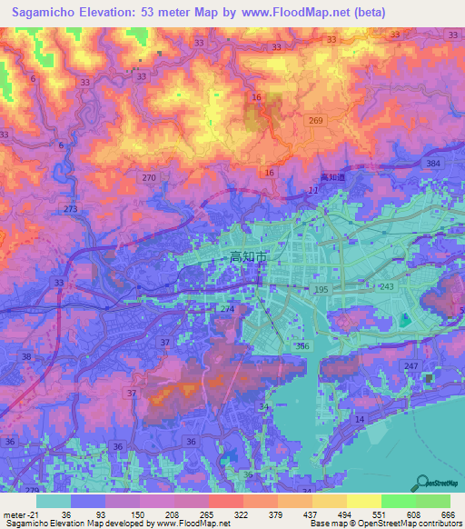 Sagamicho,Japan Elevation Map