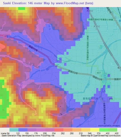Saeki,Japan Elevation Map