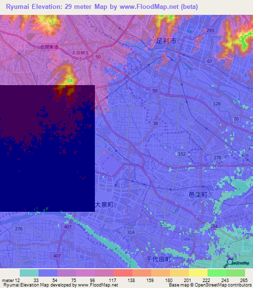 Ryumai,Japan Elevation Map