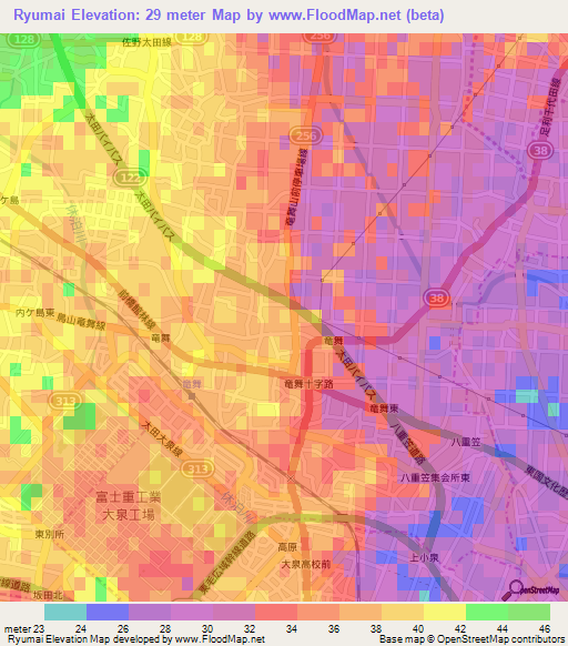 Ryumai,Japan Elevation Map