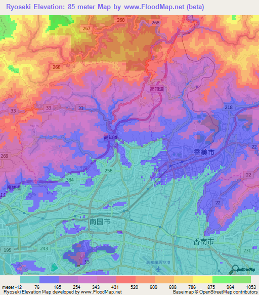Ryoseki,Japan Elevation Map
