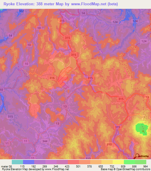 Ryoke,Japan Elevation Map