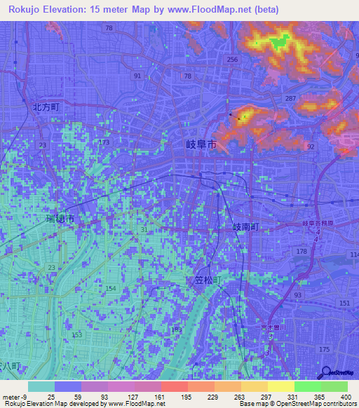 Rokujo,Japan Elevation Map