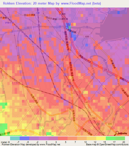 Rokken,Japan Elevation Map
