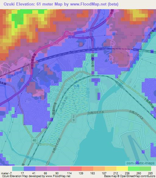 Ozuki,Japan Elevation Map