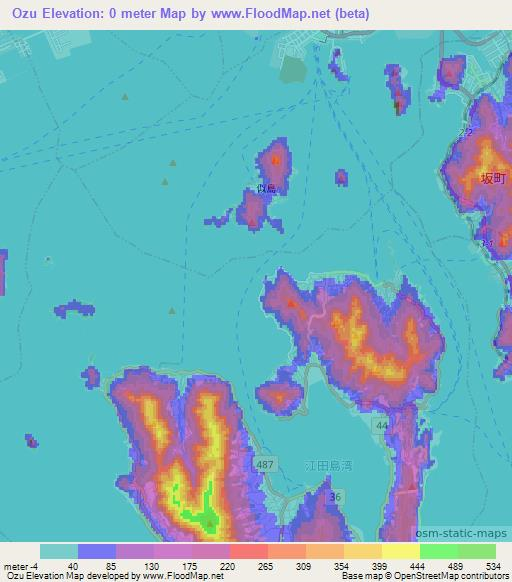 Ozu,Japan Elevation Map