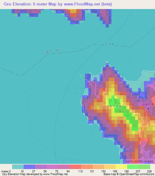 Ozu,Japan Elevation Map