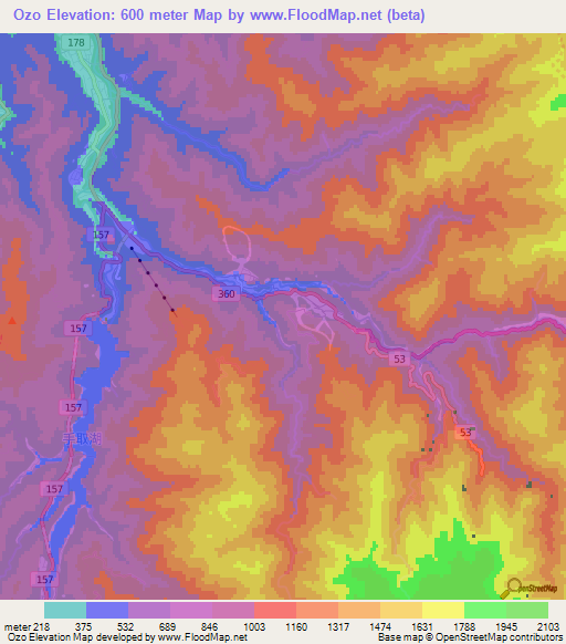 Ozo,Japan Elevation Map