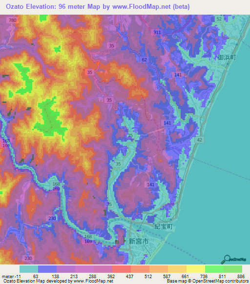 Ozato,Japan Elevation Map