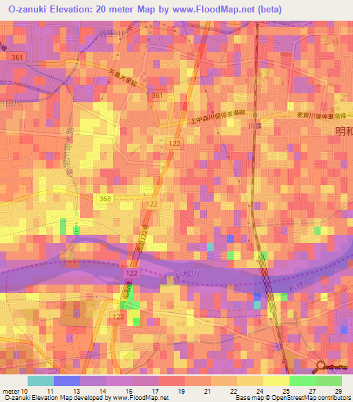O-zanuki,Japan Elevation Map