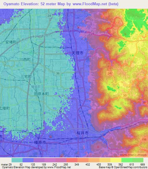 Oyamato,Japan Elevation Map