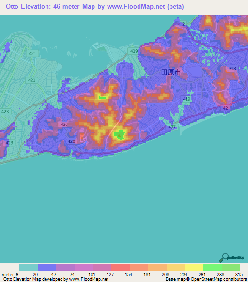Otto,Japan Elevation Map