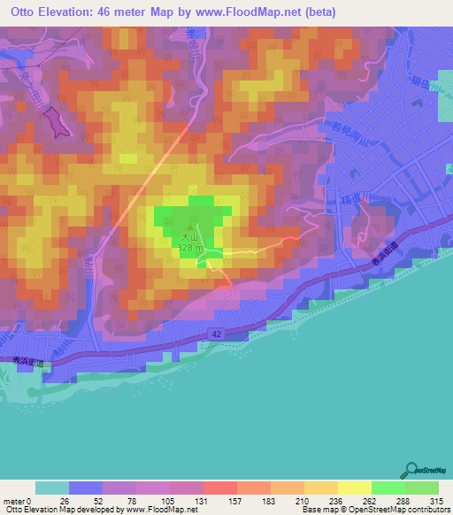 Otto,Japan Elevation Map