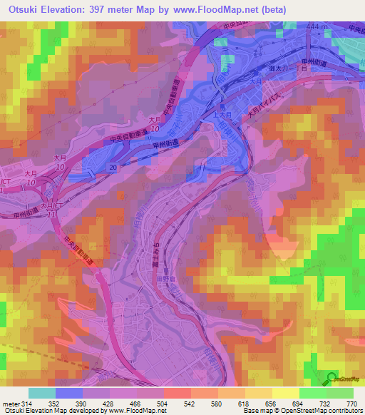 Otsuki,Japan Elevation Map