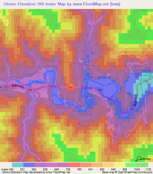 Otomo,Japan Elevation Map