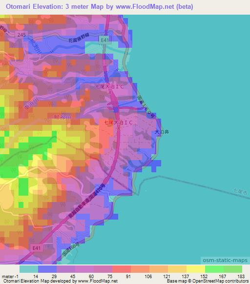 Otomari,Japan Elevation Map