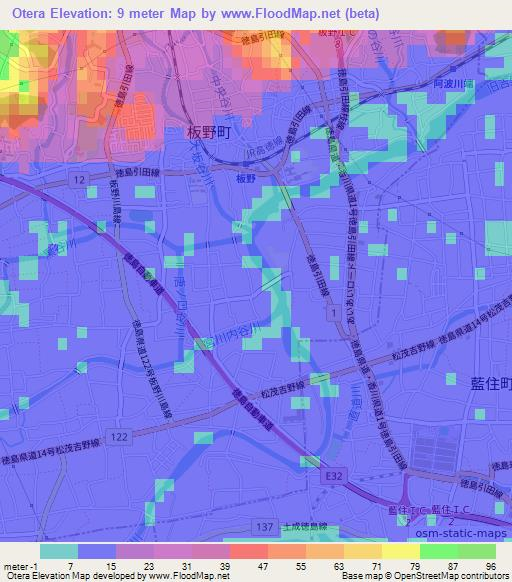 Otera,Japan Elevation Map