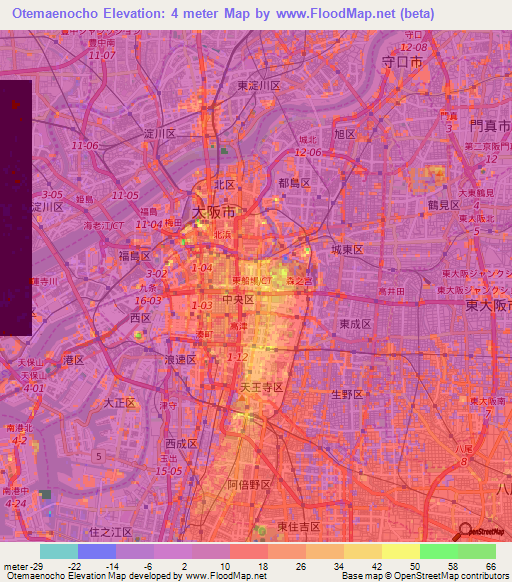 Otemaenocho,Japan Elevation Map