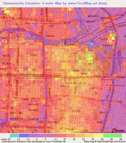 Otemaenocho,Japan Elevation Map