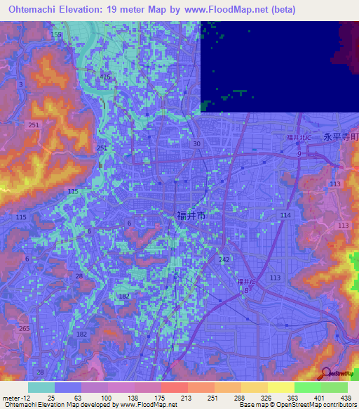 Ohtemachi,Japan Elevation Map