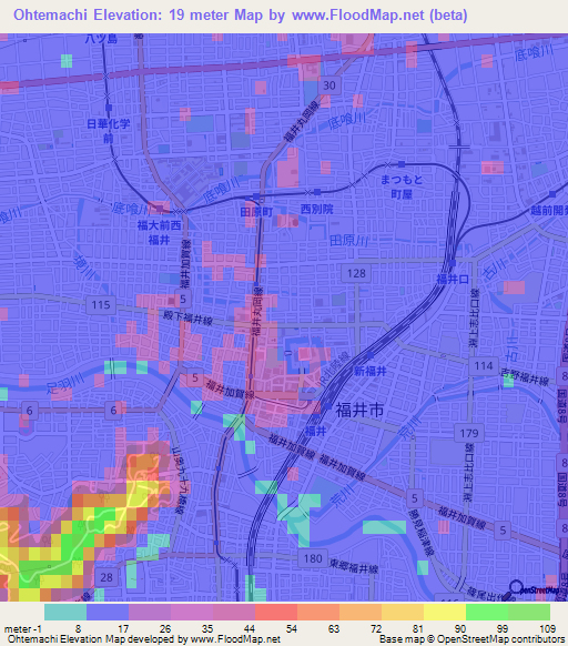 Ohtemachi,Japan Elevation Map