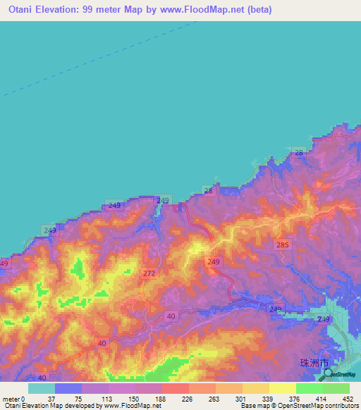 Otani,Japan Elevation Map