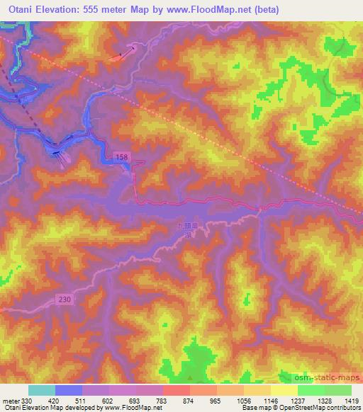Otani,Japan Elevation Map