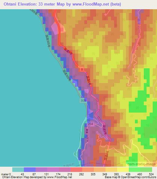 Ohtani,Japan Elevation Map