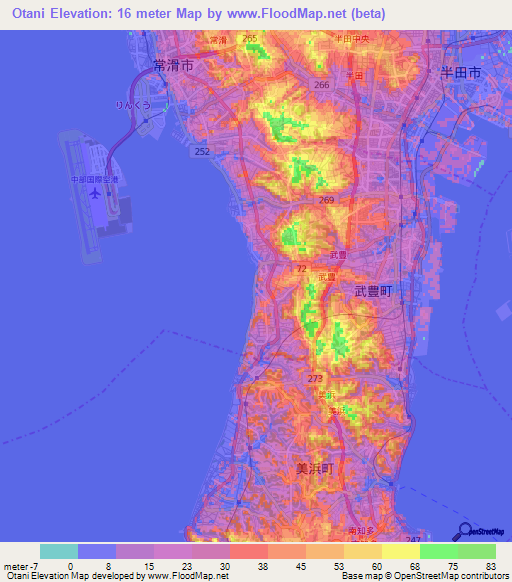 Otani,Japan Elevation Map
