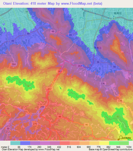 Otani,Japan Elevation Map