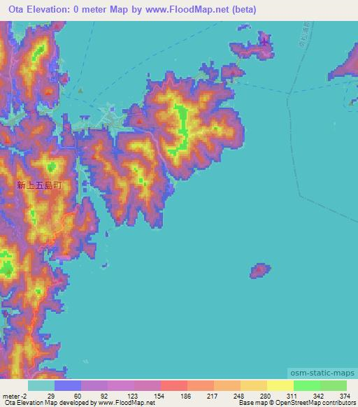 Ota,Japan Elevation Map