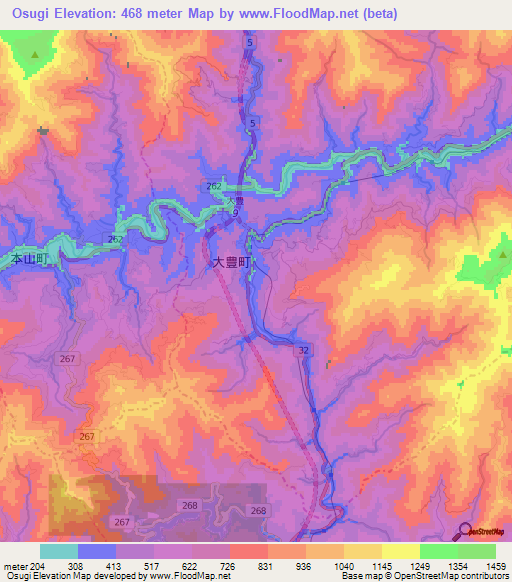 Osugi,Japan Elevation Map