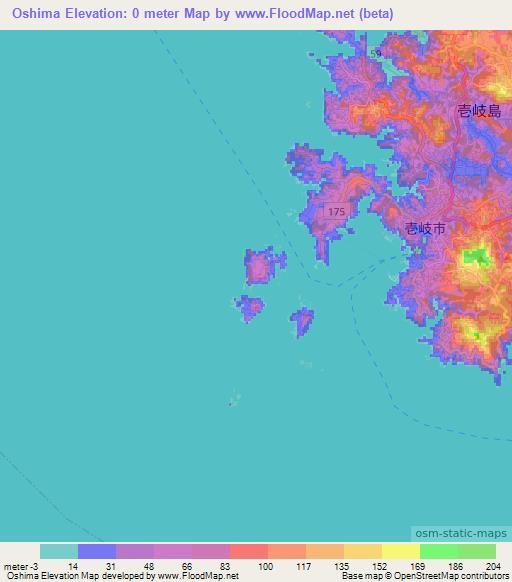 Oshima,Japan Elevation Map