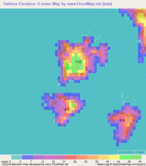 Oshima,Japan Elevation Map
