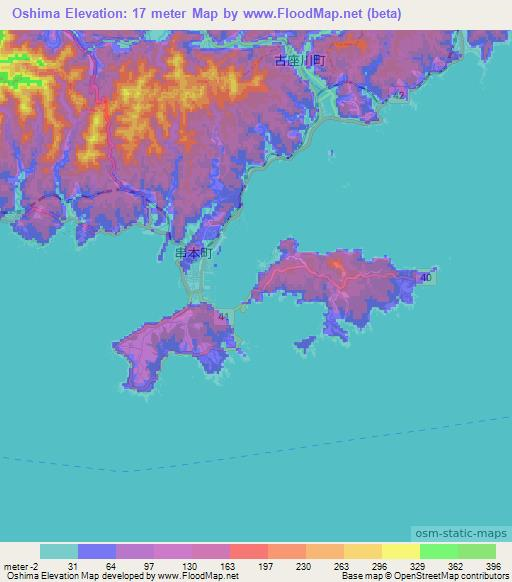 Oshima,Japan Elevation Map