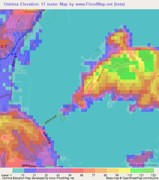 Oshima,Japan Elevation Map