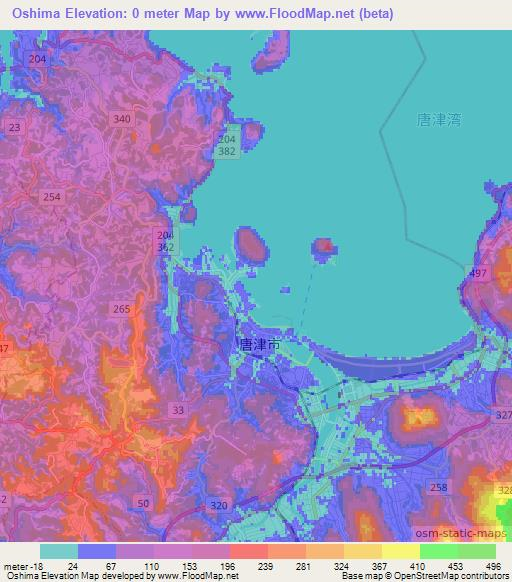 Oshima,Japan Elevation Map