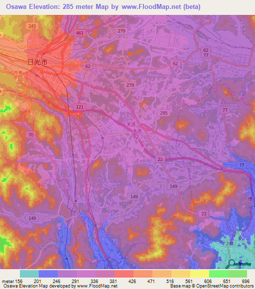 Osawa,Japan Elevation Map