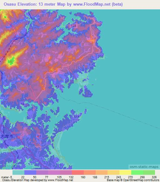 Osasu,Japan Elevation Map