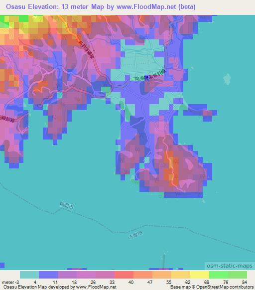 Osasu,Japan Elevation Map