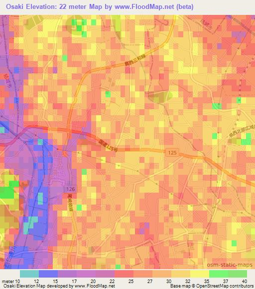 Osaki,Japan Elevation Map