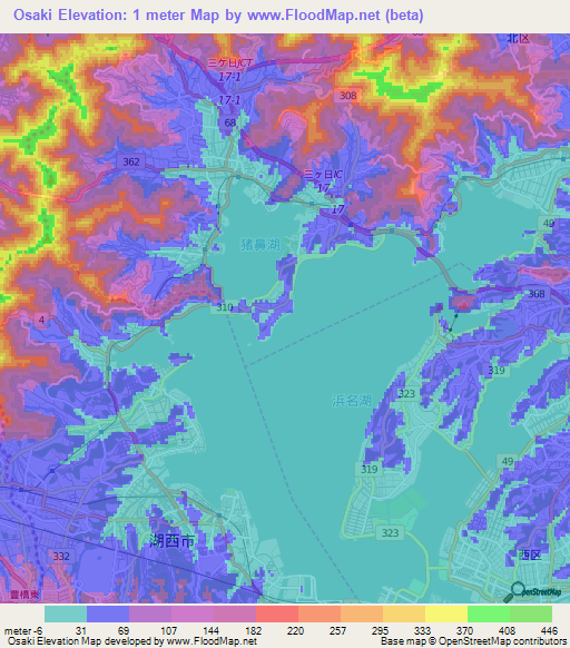Osaki,Japan Elevation Map