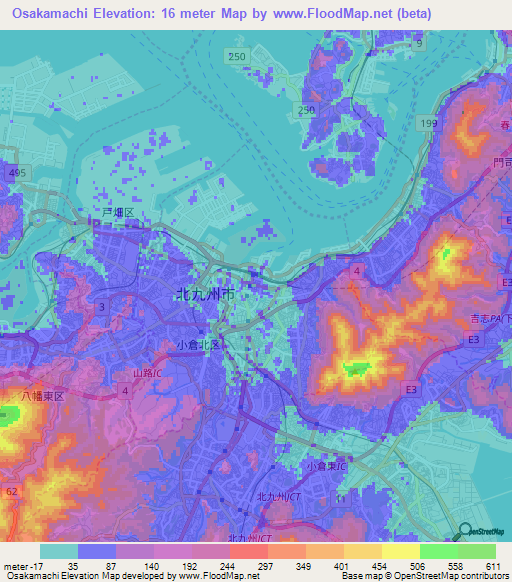 Osakamachi,Japan Elevation Map
