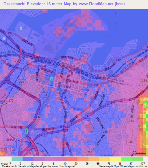 Osakamachi,Japan Elevation Map