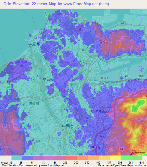 Orio,Japan Elevation Map