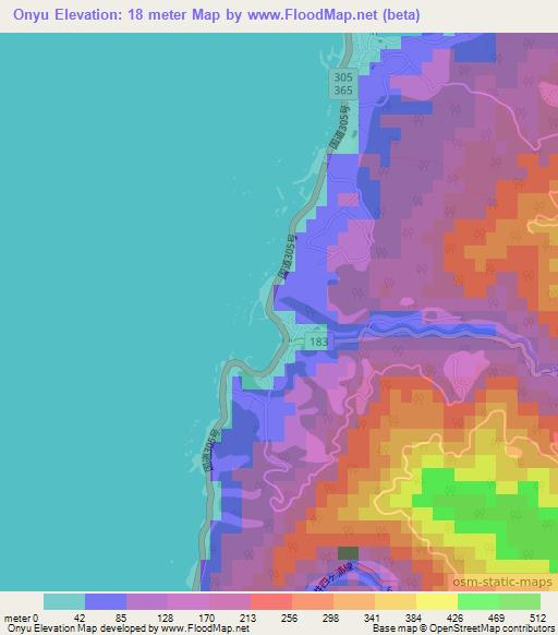Onyu,Japan Elevation Map