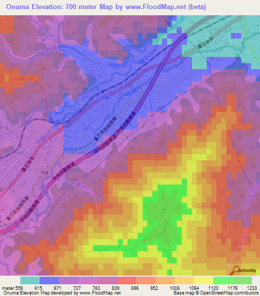 Onuma,Japan Elevation Map