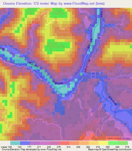 Onuma,Japan Elevation Map