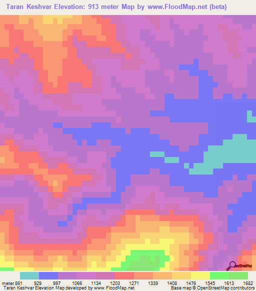Taran Keshvar,Iran Elevation Map