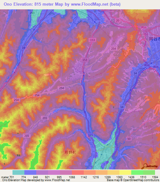 Ono,Japan Elevation Map